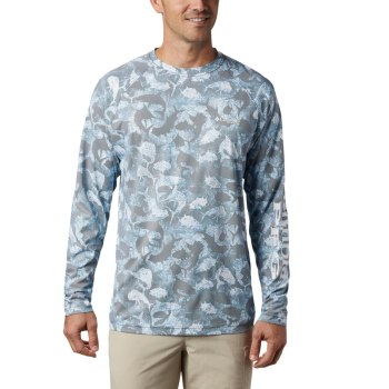 Columbia Muške Majice S Kapuljačom - PFG Terminal Deflector Printed Long Sleeve Tamnoplave Maskirne